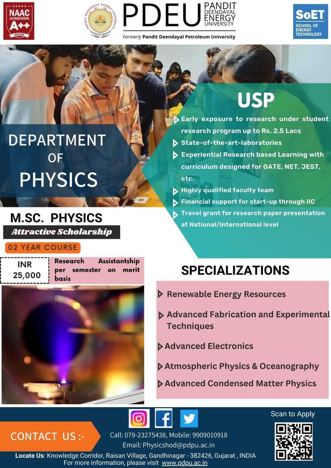 Physics | School Of Technology | PDEU | Gandhinagar